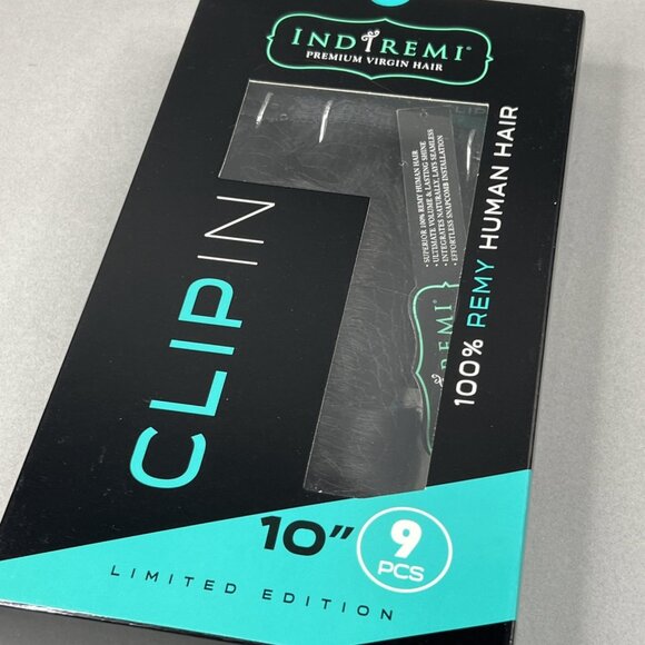 Indi Remi 9 Pc 10” Clip-in #1B Off Black Super Romance Curl Human Virgin Hair - Picture 9 of 9